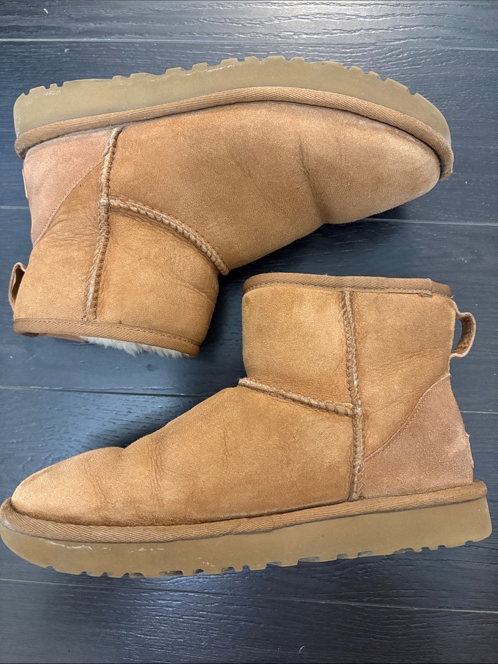 UGG Chestnut Suede Shearling Ankle Boots